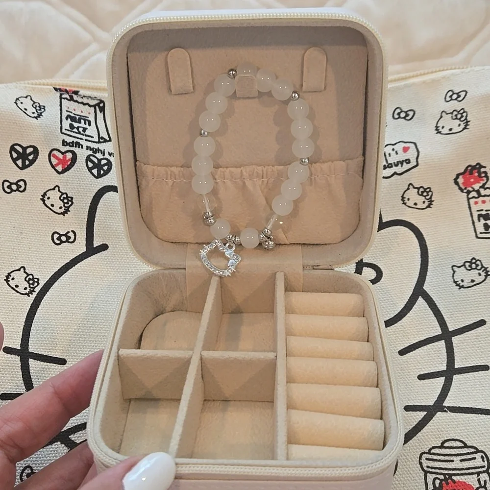 Hello Kitty DUO  jewelry box case with surprise gift inside Zip closure …